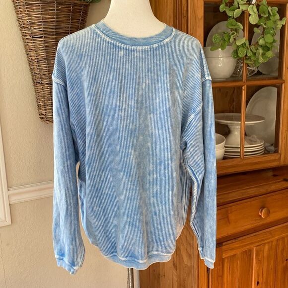 Men’s Vintage Yesterdays Acid Wash Ribbed 100% Cotton Crewneck Sweatshirt Small - Picture 1 of 9